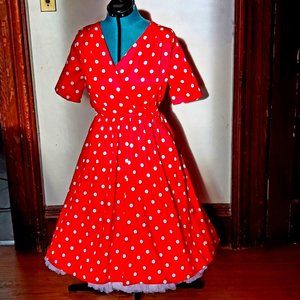 Red and white Lindy Bop pinup dress